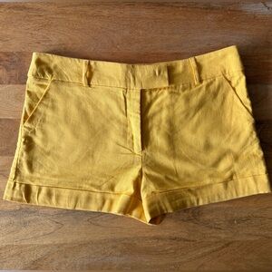 Love...Ady High Waist Linen Yellow Shorts